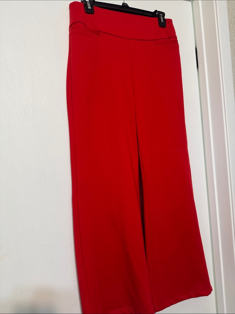 New York Avenue Bold Red Wide-Leg Ponte Pants